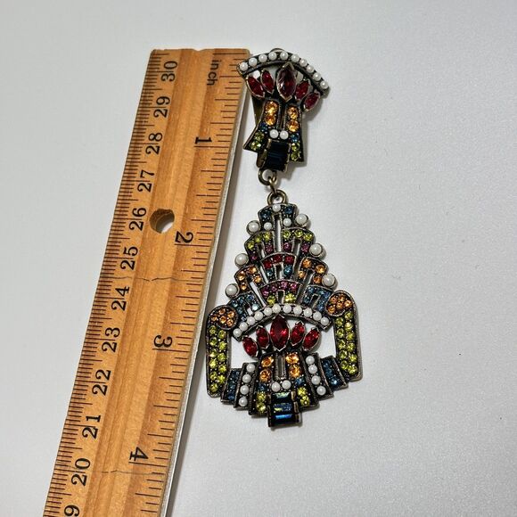 HEIDI DAUS CLIP Drop Dangle Chandelier Colorful Crystal Statement Large Earrings - Picture 7 of 8